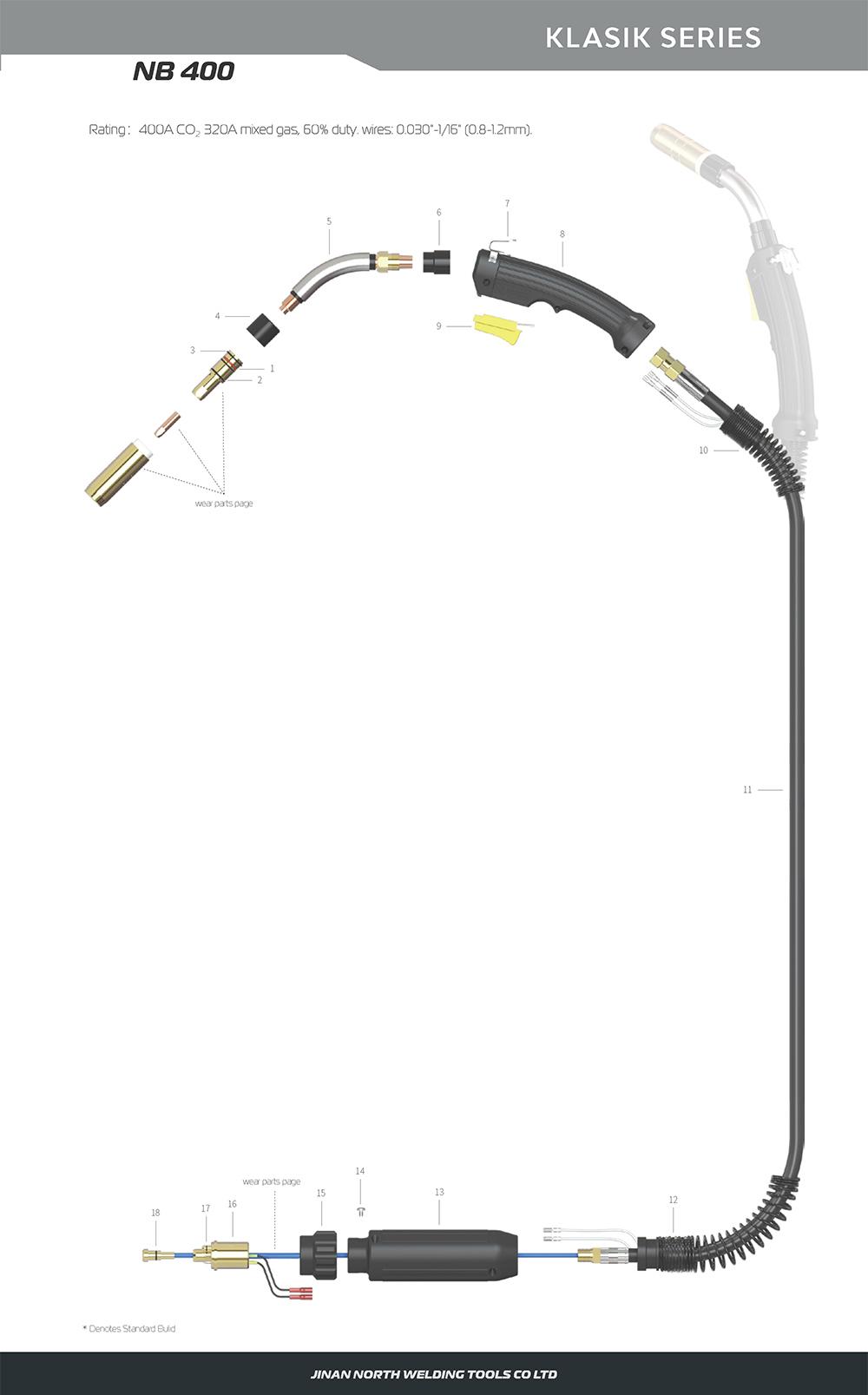 NB400，Pistola de soldadura MIG/MAG 